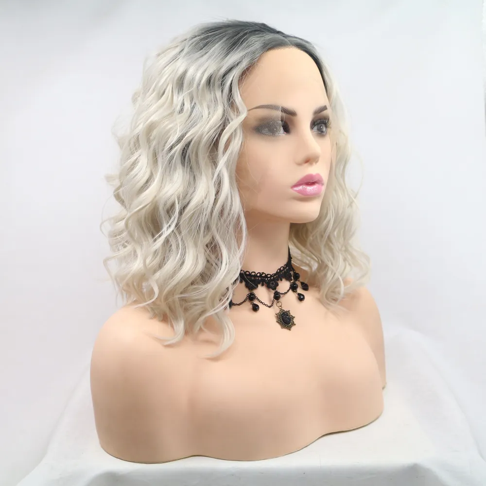 13*3" Lace Front Wigs Synthetic Mid-length Wavy 12" 130% Density, image 4