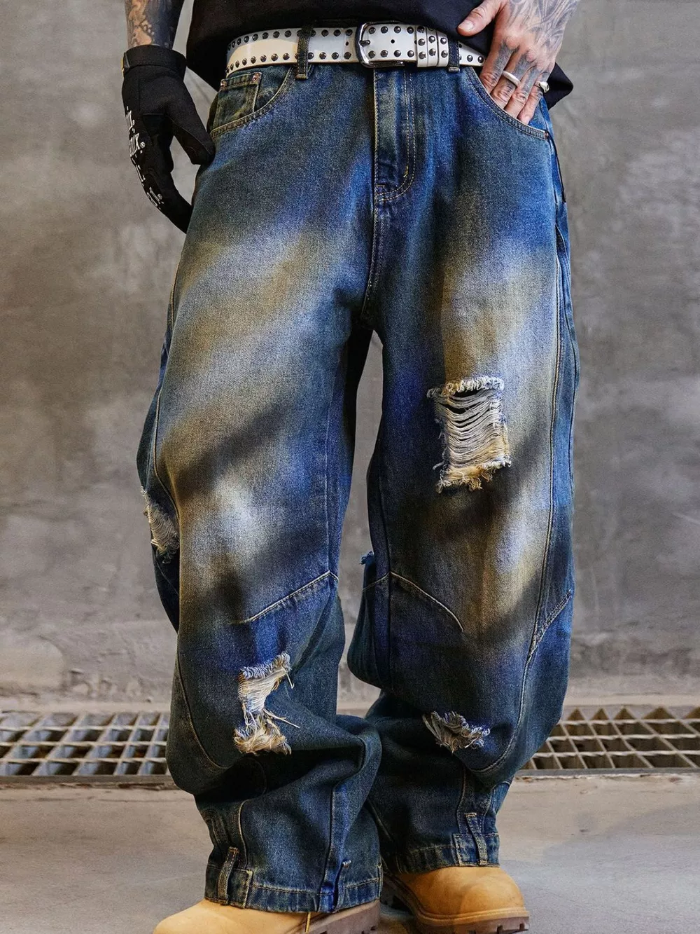 Men's Full Size Distressed Wide Leg Jeans Plus Size, image 3