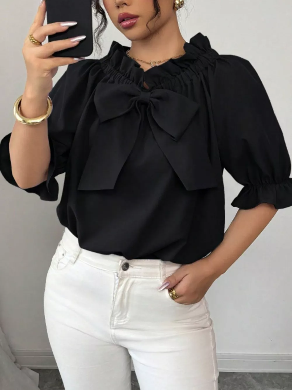 Bow Flounce Sleeve Blouse, image 9