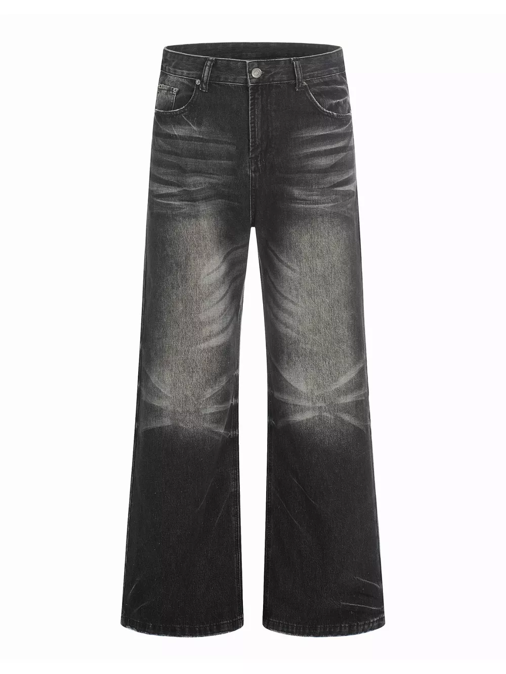 Men's Full Size Vintage Wash Wide Leg Jeans Plus Size
