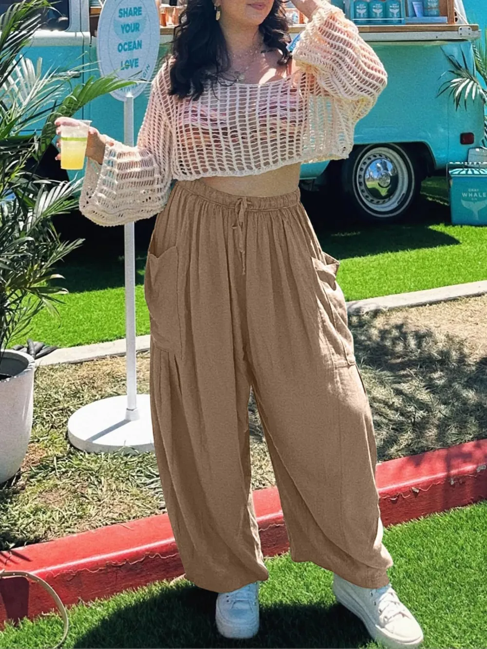 Full Size Drawstring Pants with Pockets Plus Size, image 3