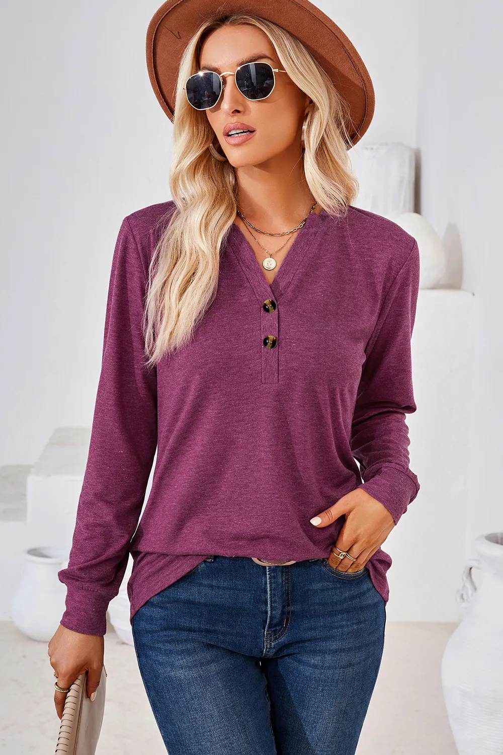 Notched Long Sleeve T-Shirt, image 23