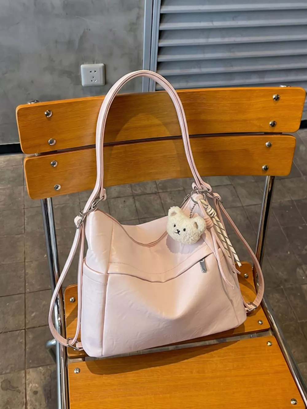 Adjustable Strap Leather Shoulder Bag, image 3