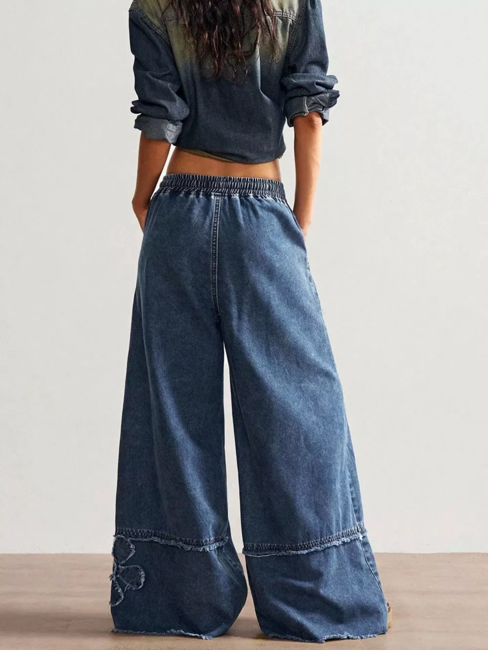 Floral Appliques Wide Leg Jeans, image 8