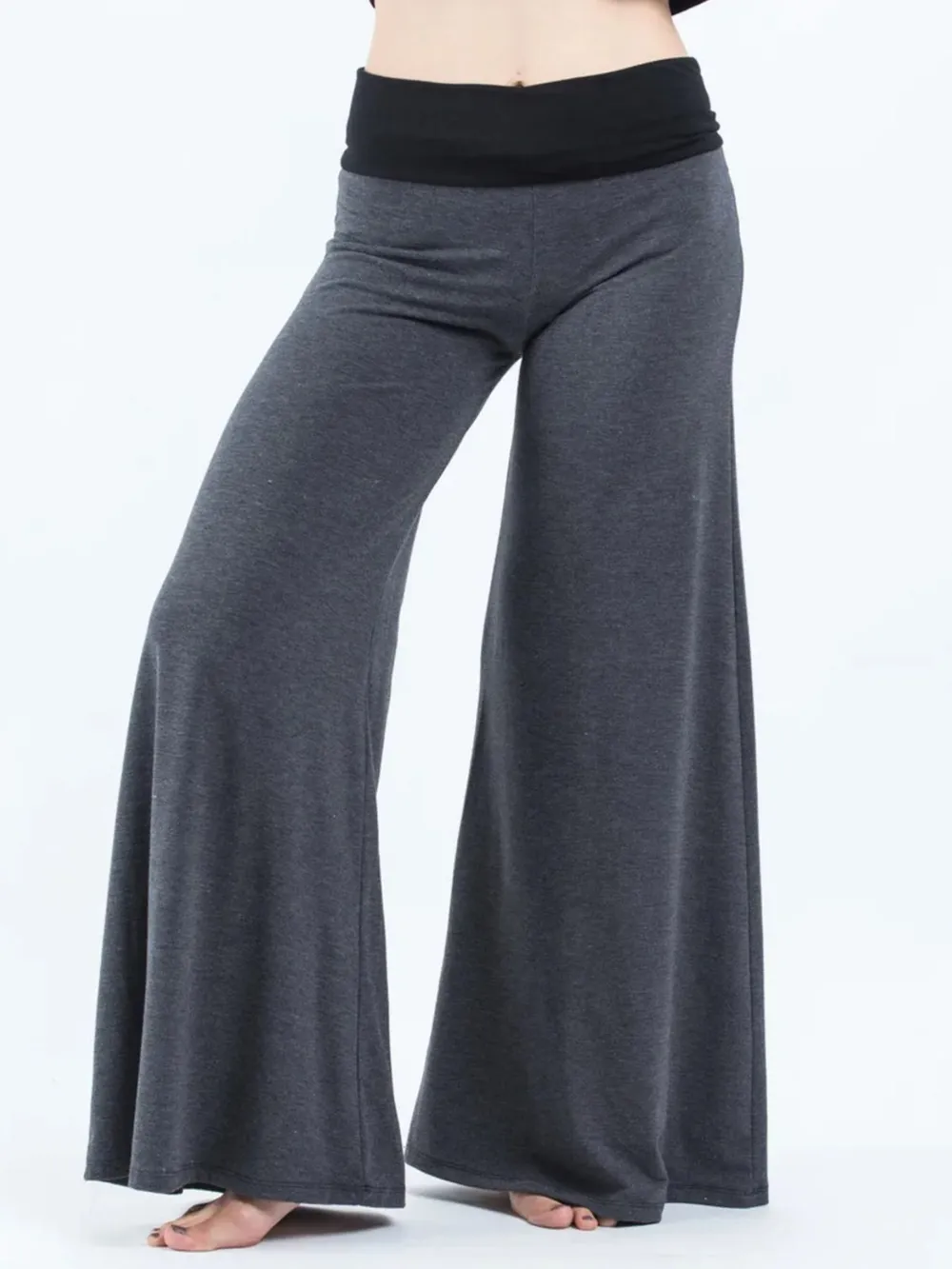 High Waisted Wide Leg Yoga Pants with Contrast Waistband, image 5