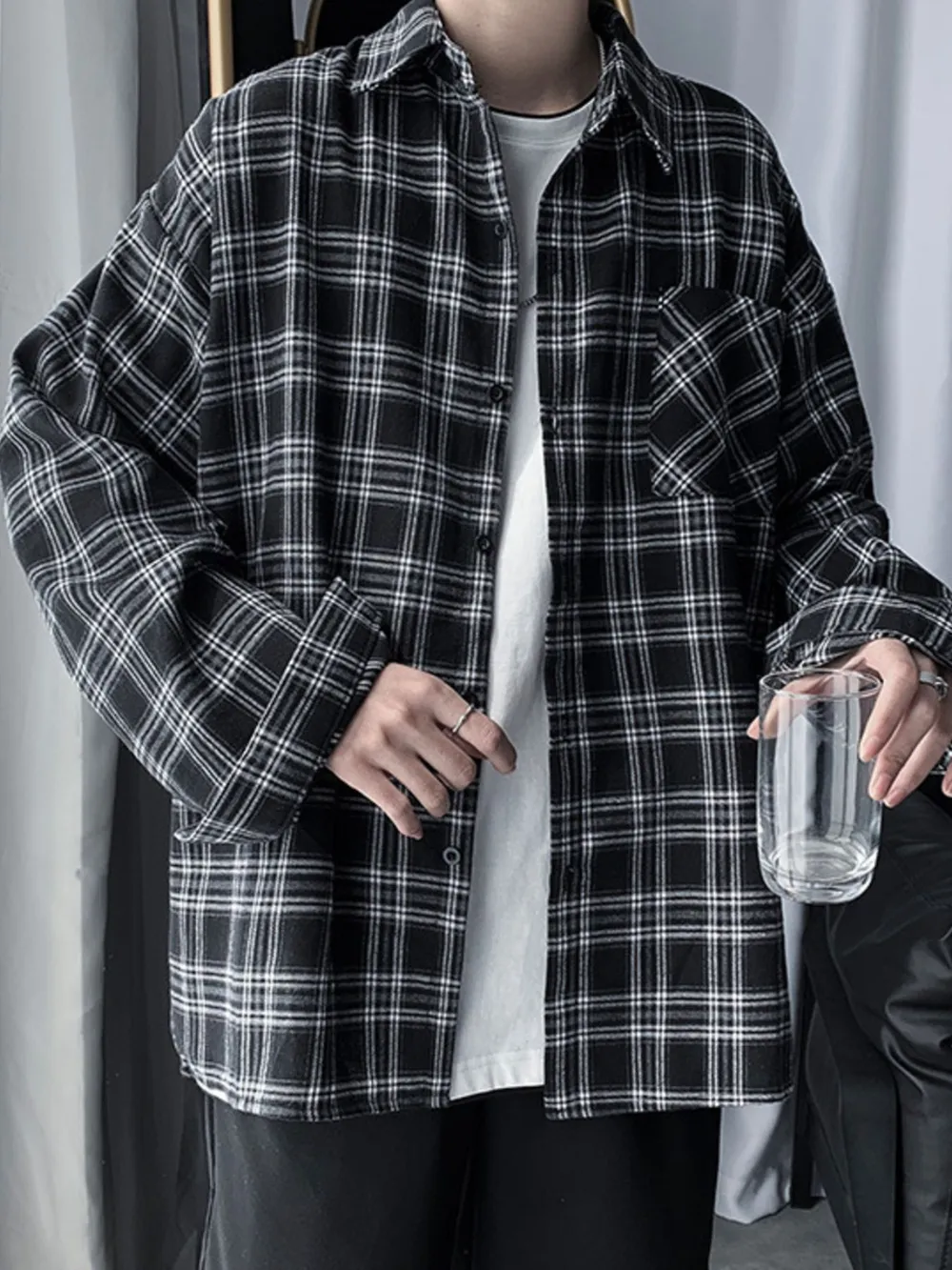 Men's Plaid Button Up Long Sleeve Shirt, image 2