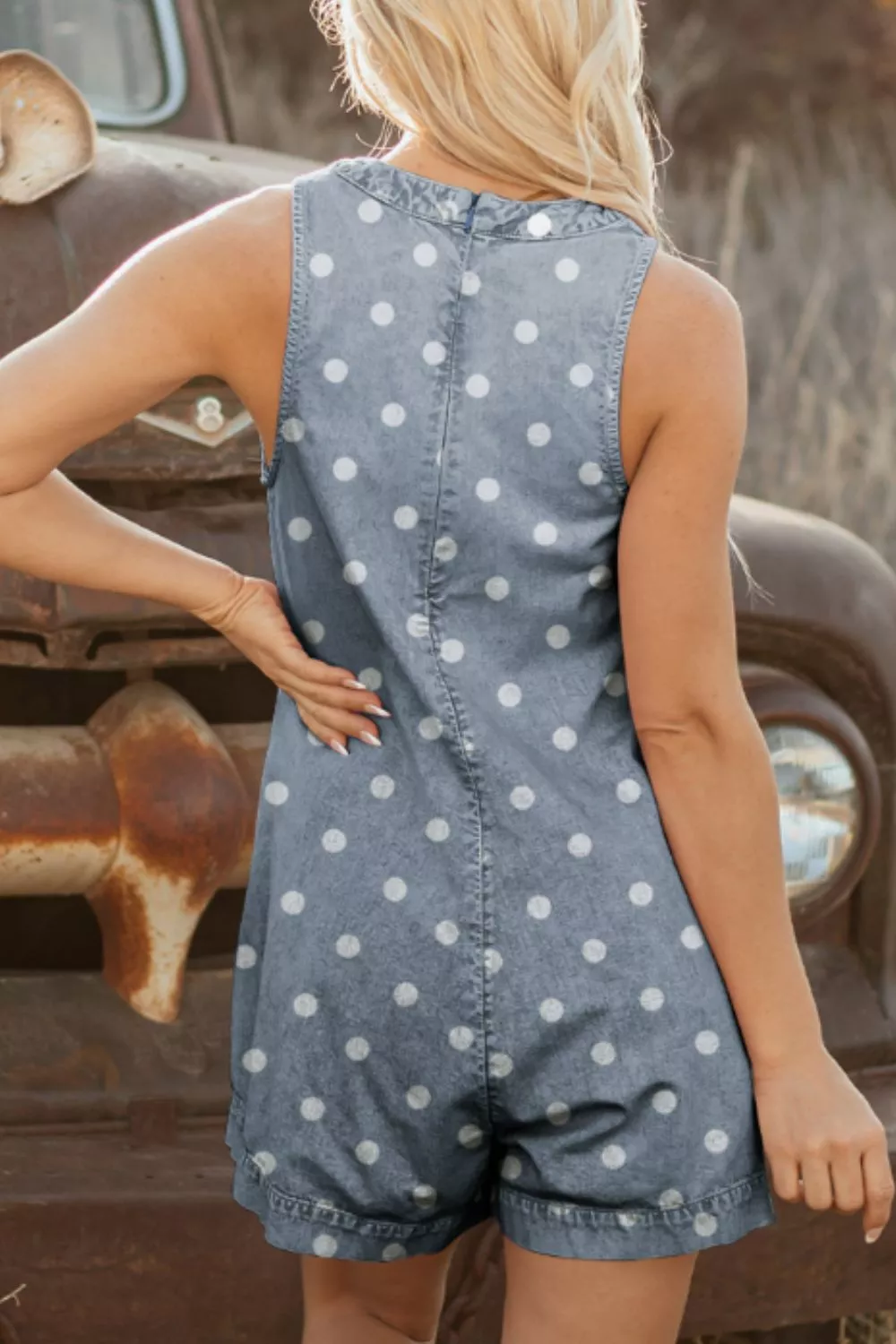 Vintage Polka Dot Denim Romper, image 3