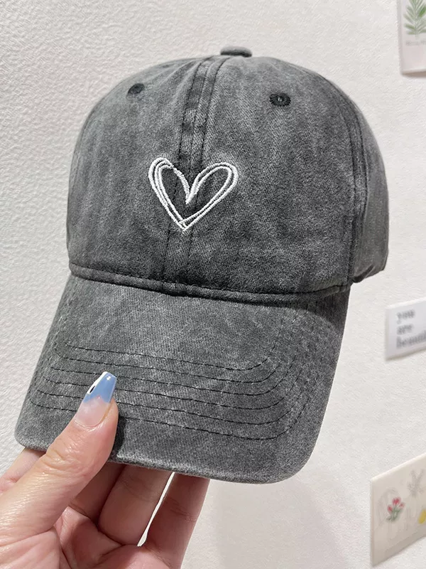 Washed Heart Embroidered Baseball Cap, image 2