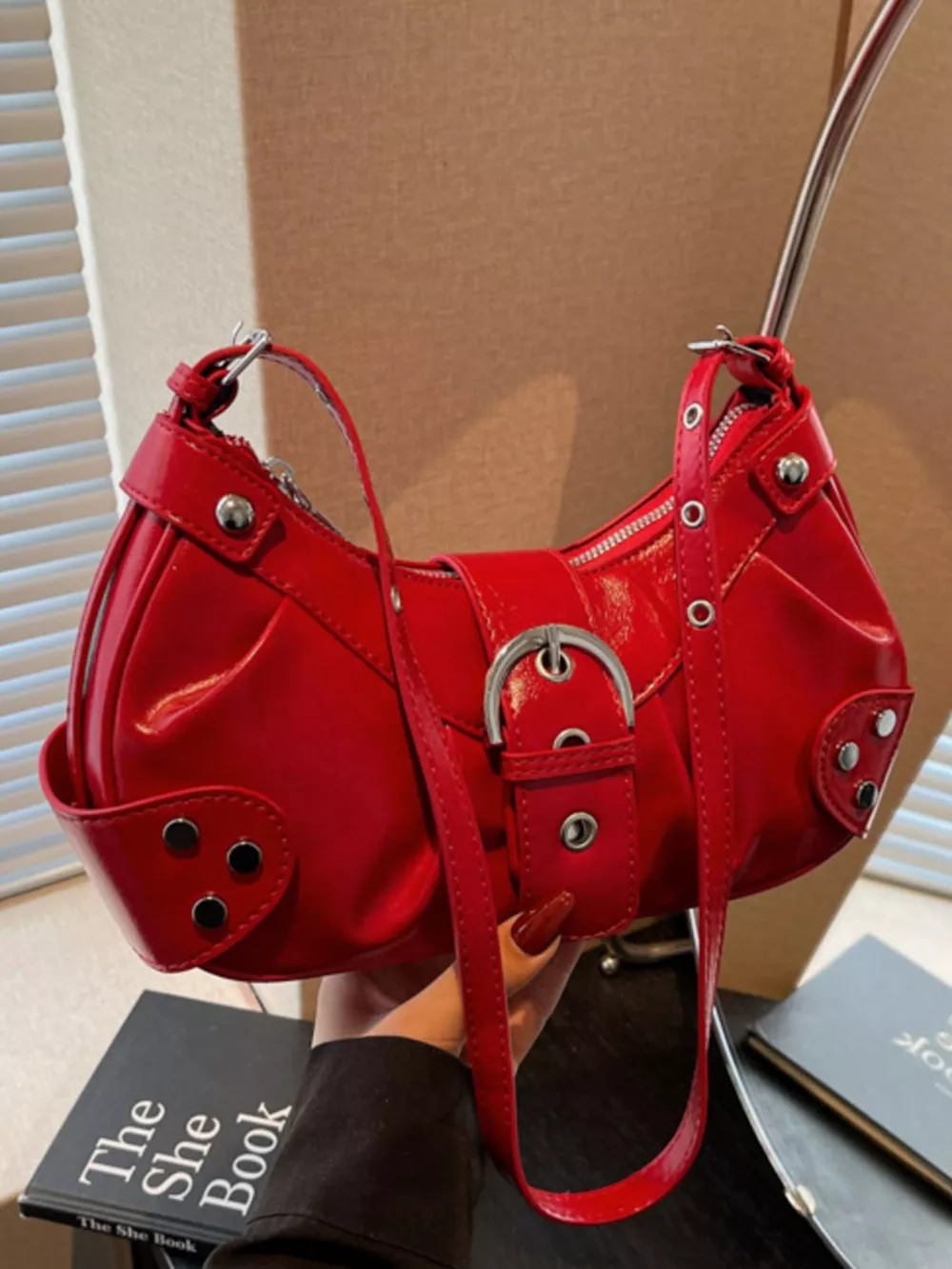 Studded Buckle Shoulder Bag, image 3
