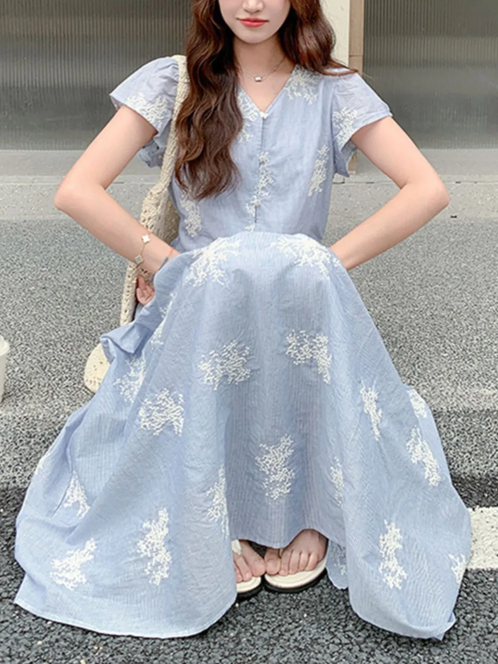 Tiered Cap Sleeve Midi Dress, image 4