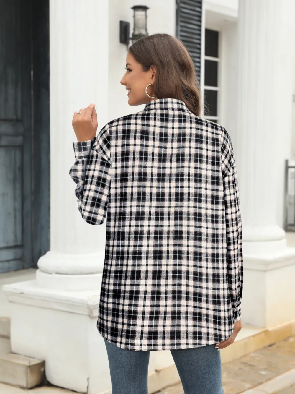 Full Size Plaid Button Up Pocketed Shirt, image 3