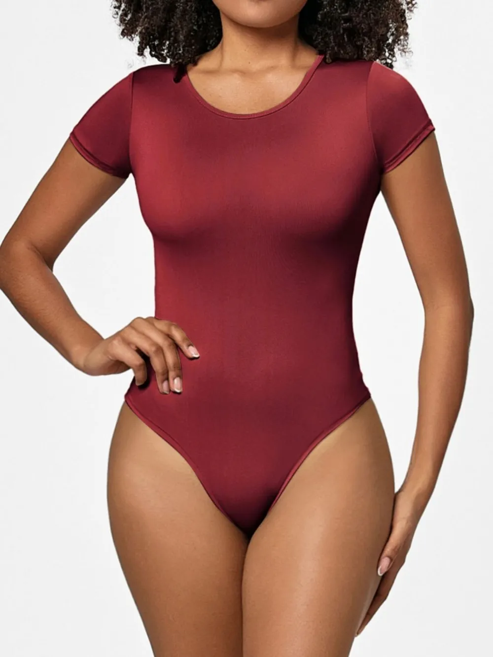 Full Size Round Neck Short Sleeve Bodysuit, image 9
