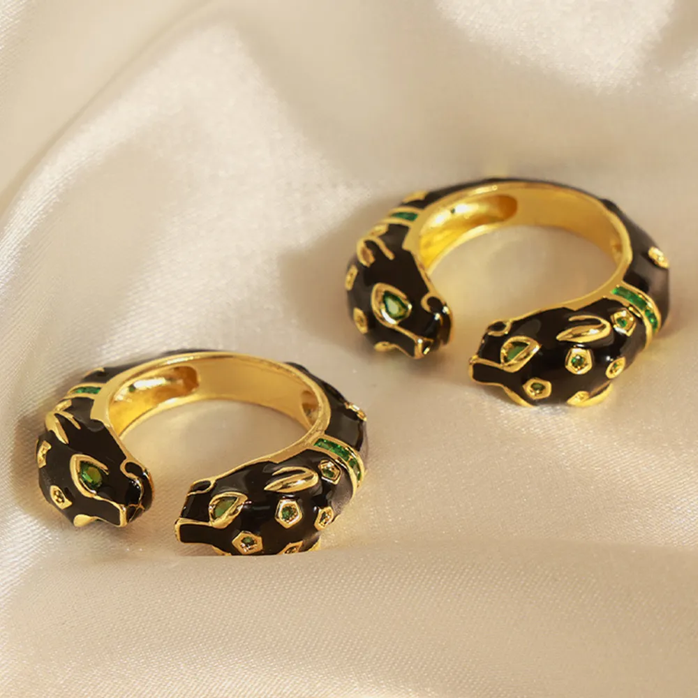 Inlaid Zircon Oil Drip Open Ring, image 3