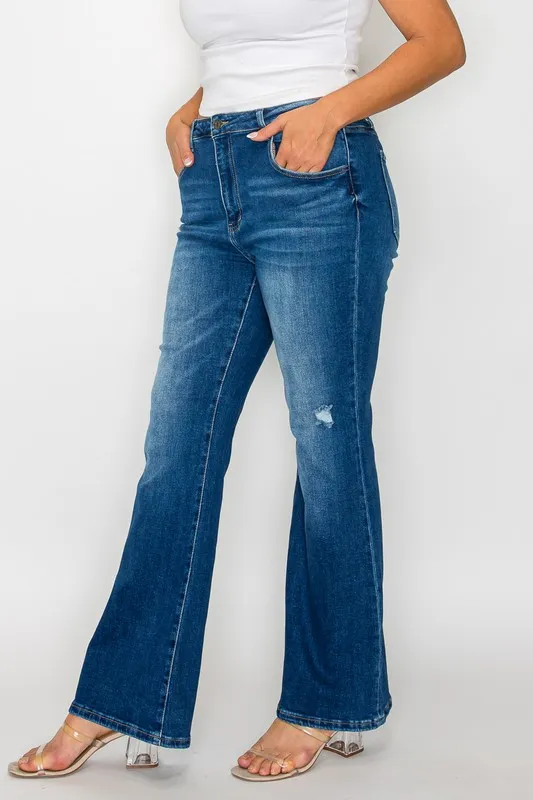 Full Size High Rise Bootcut Jeans with Pockets, image 4