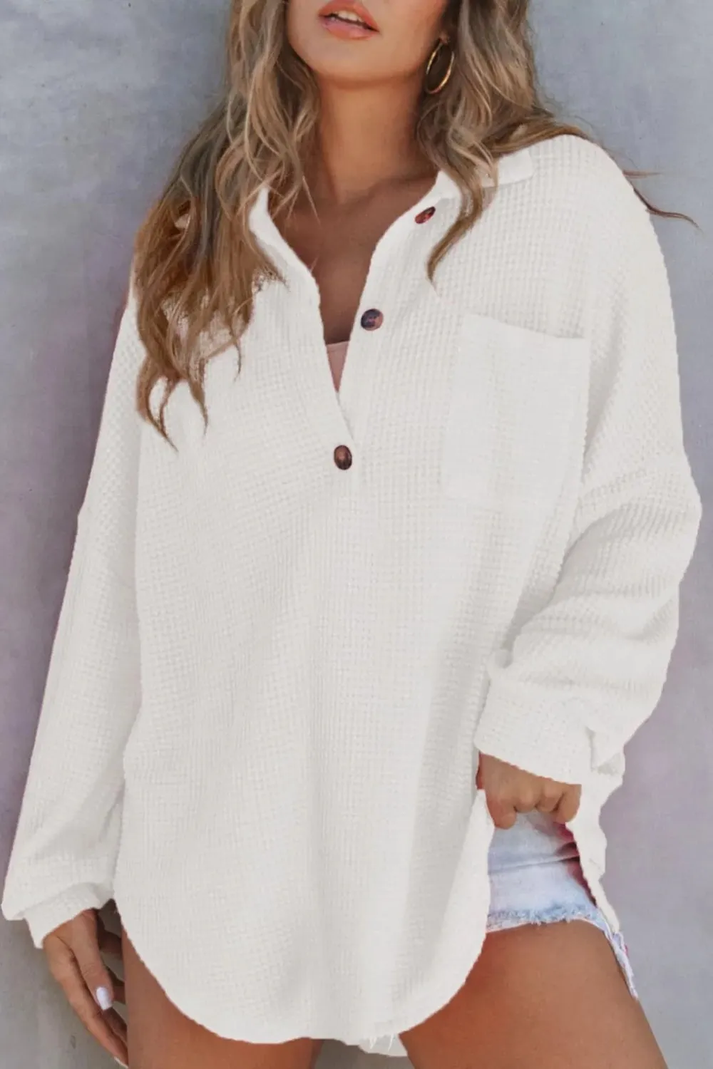 Half Button Long Sleeve Sweatshirt, image 2