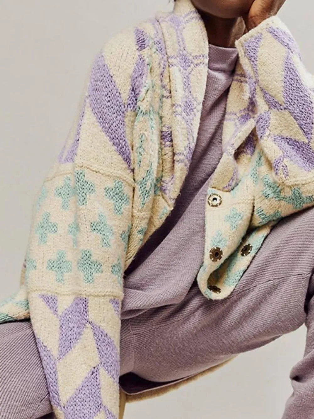 Collared Neck Long Sleeve Cardigan, image 9