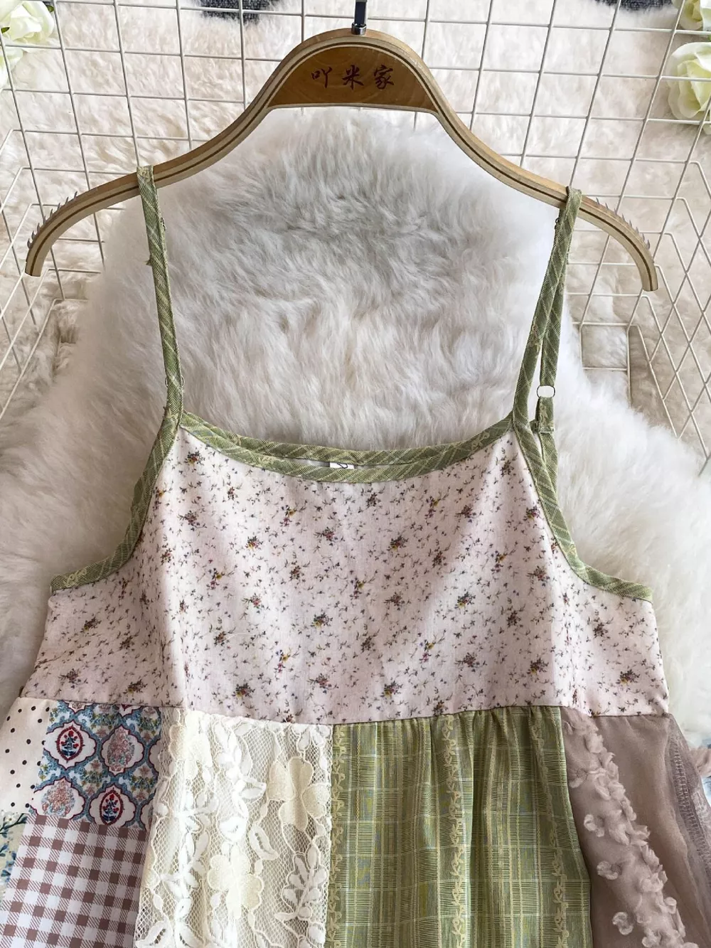 Patchwork Lace Trimmed A-Line Dress, image 8