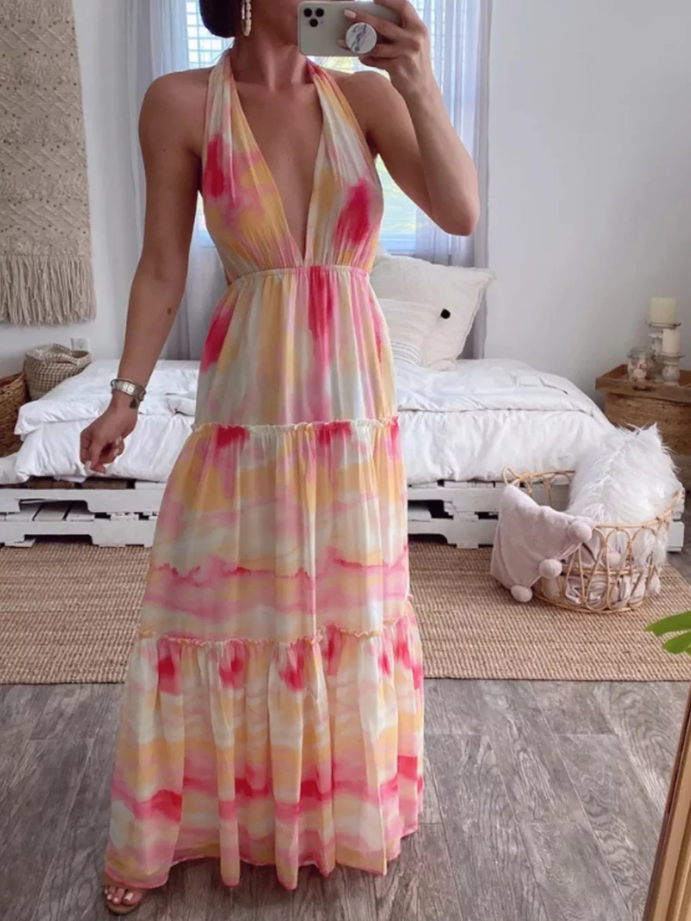 Tie-Dye Tiered Maxi Dress, image 3
