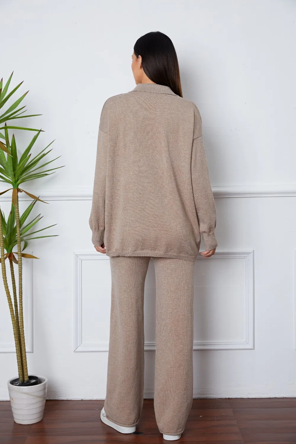 Dropped Shoulder Sweater and Long Pants Set, image 3