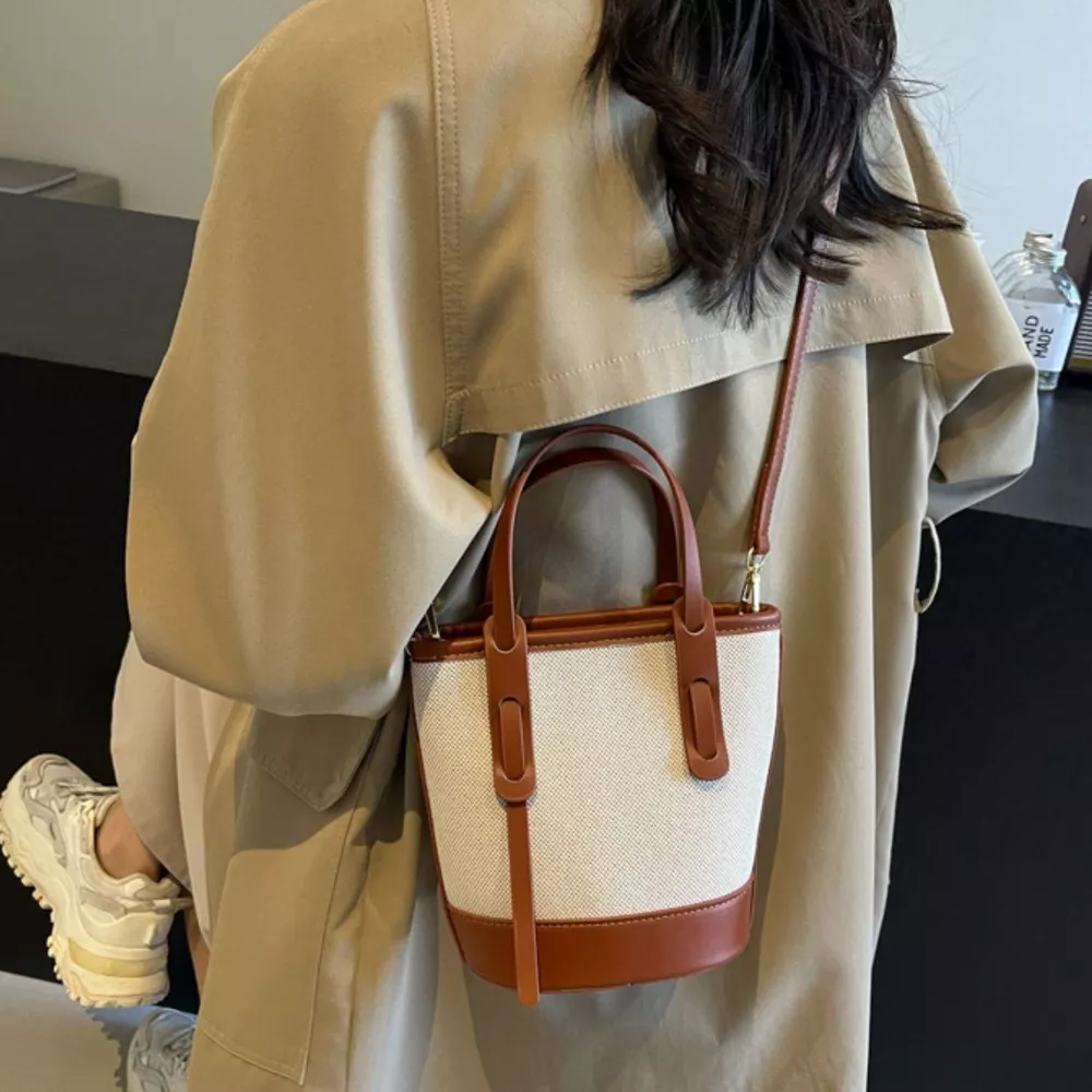Canvas Bucket Crossbody Bag, image 7