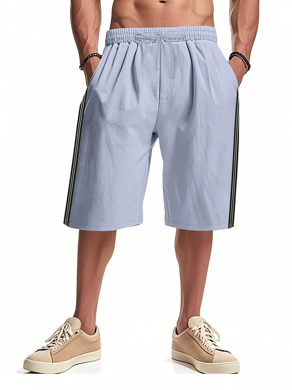 Men's Full Size Casual Striped Shorts Plus Size, image 8