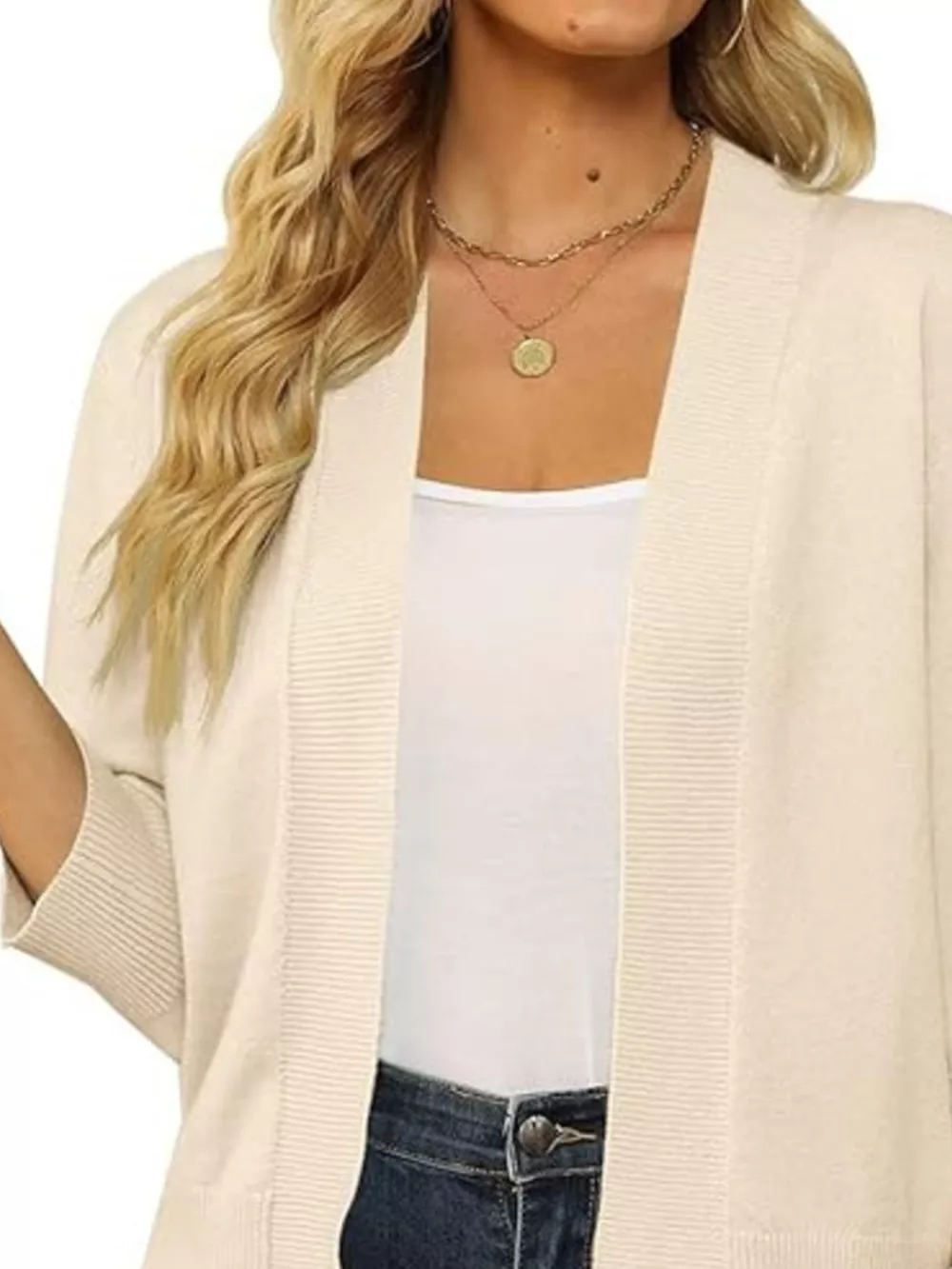 Open Front Ribbed Hem Cardigan, image 32