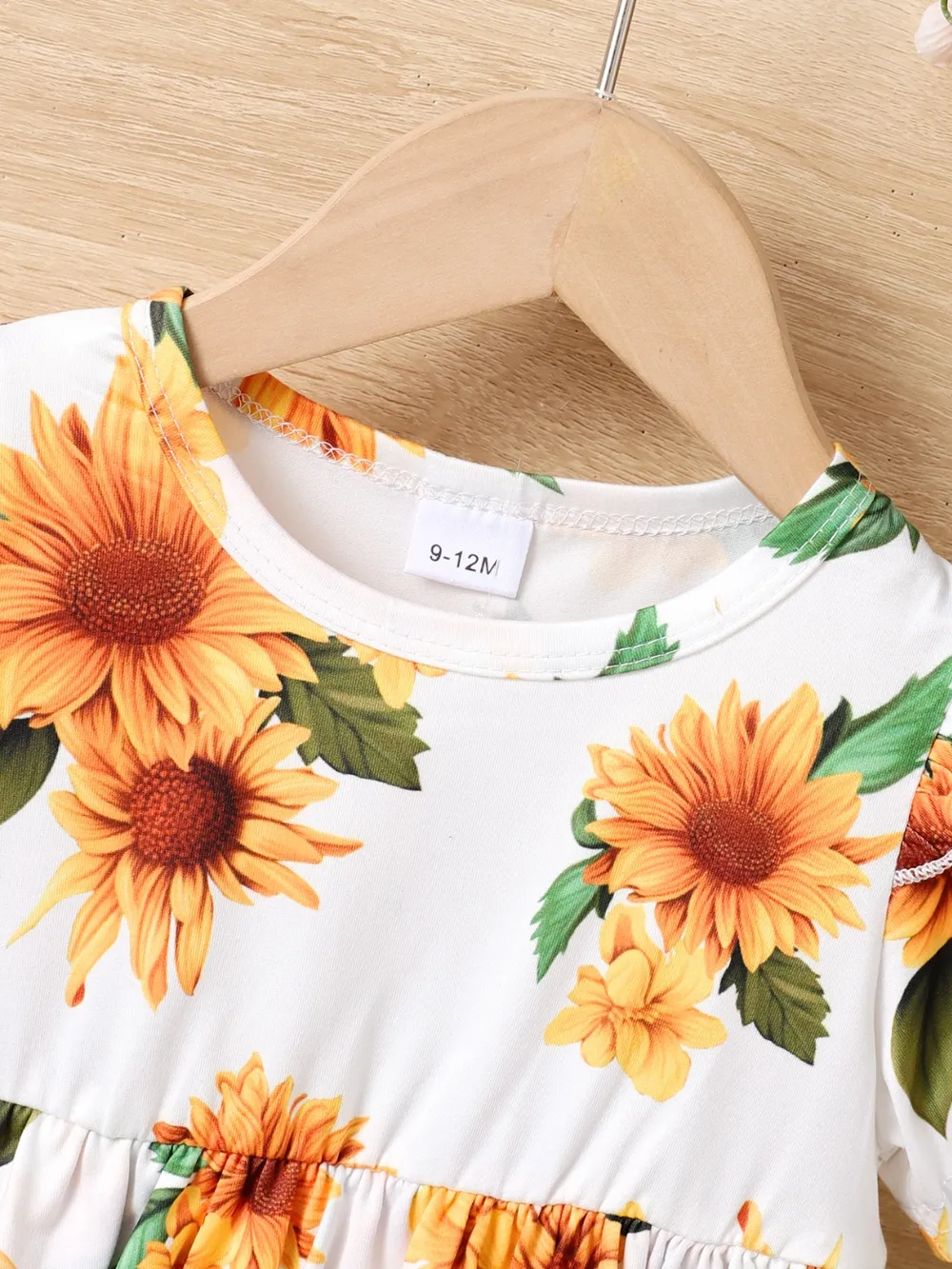Children's Sunflower Ruffled Short Sleeve Top and Shorts Set, image 4