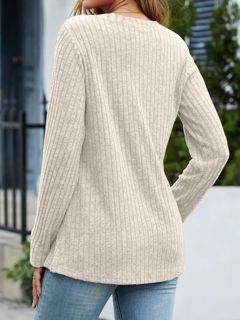 V-Neck Long Sleeve T-Shirt, image 35