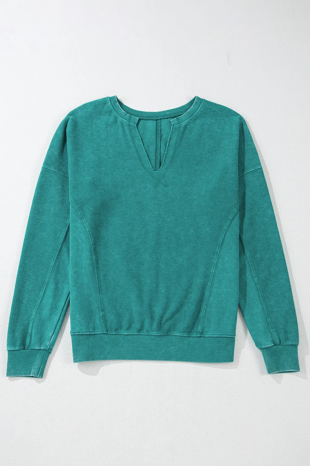Notched Drop Shoulder Long Sleeve Sweatshirt, image 4