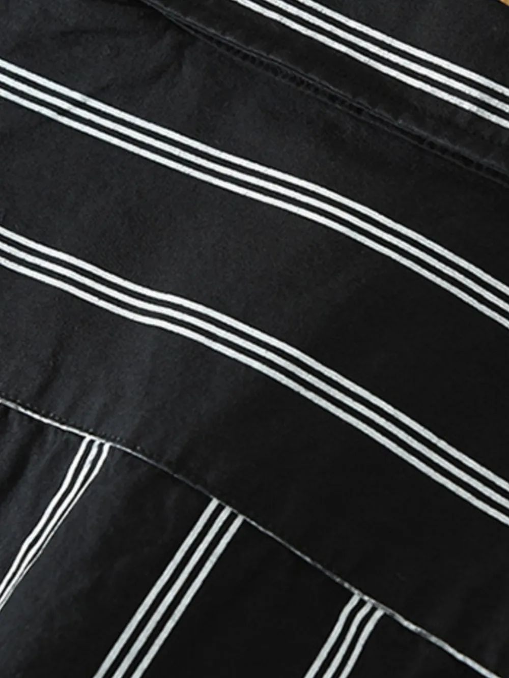Men's Plus Size Classic Striped Short Sleeve Button-Up Shirt, image 6