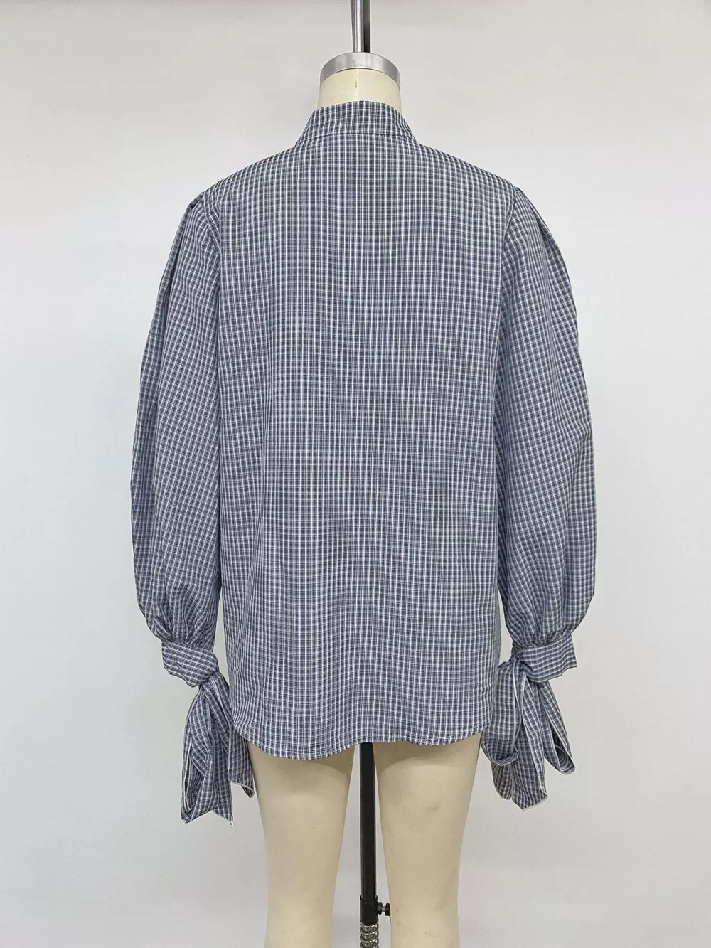 Gingham Button Up Shirt with Tie-Sleeve Detail, image 16