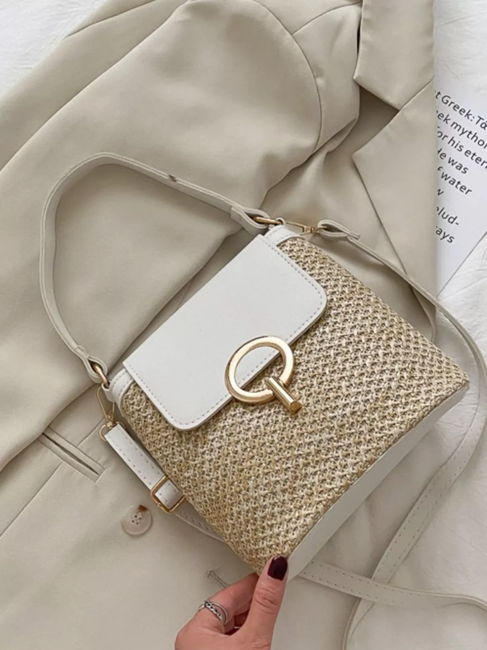 Woven Straw Crossbody Bag, image 3