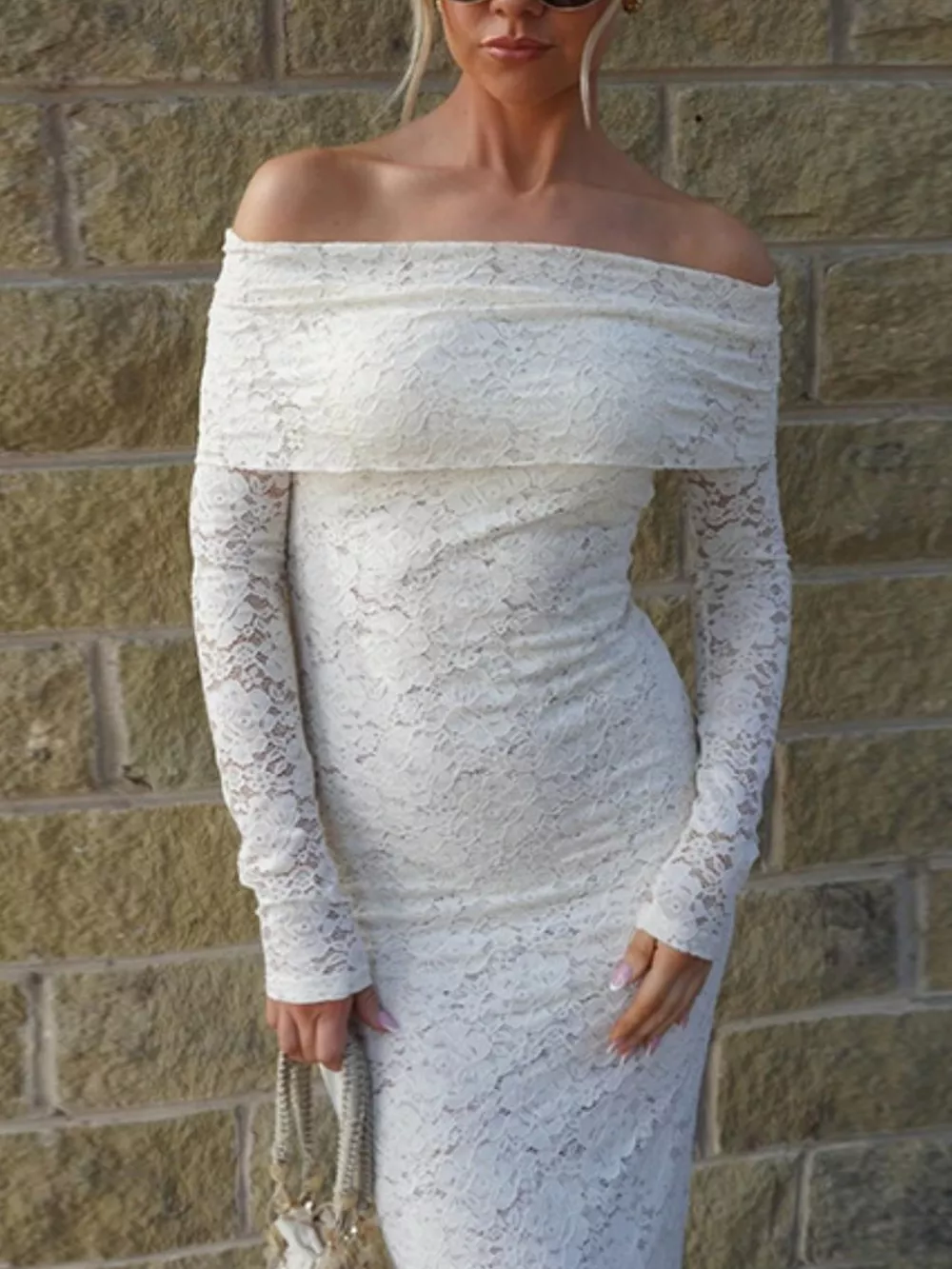 Elegant Off-Shoulder Lace Maxi Bodycon Dress, image 3