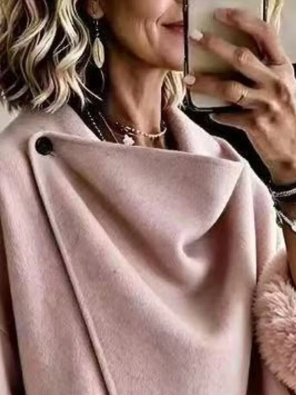 Full Size Elegant Asymmetric Faux Fur Cuff Outerwear Plus Size, image 5