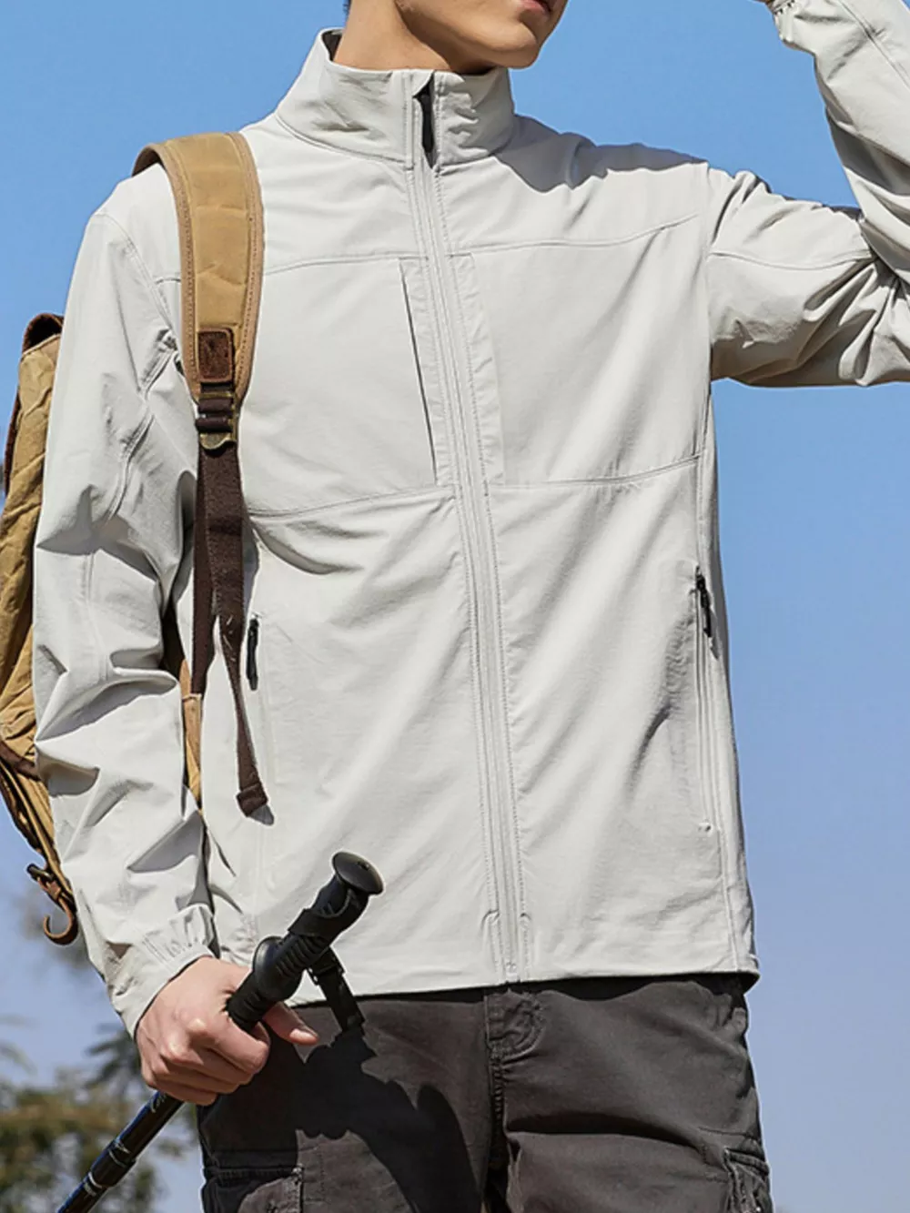 Men's Plus Size Zip Up Lightweight Windproof Outdoor Jacket, image 3