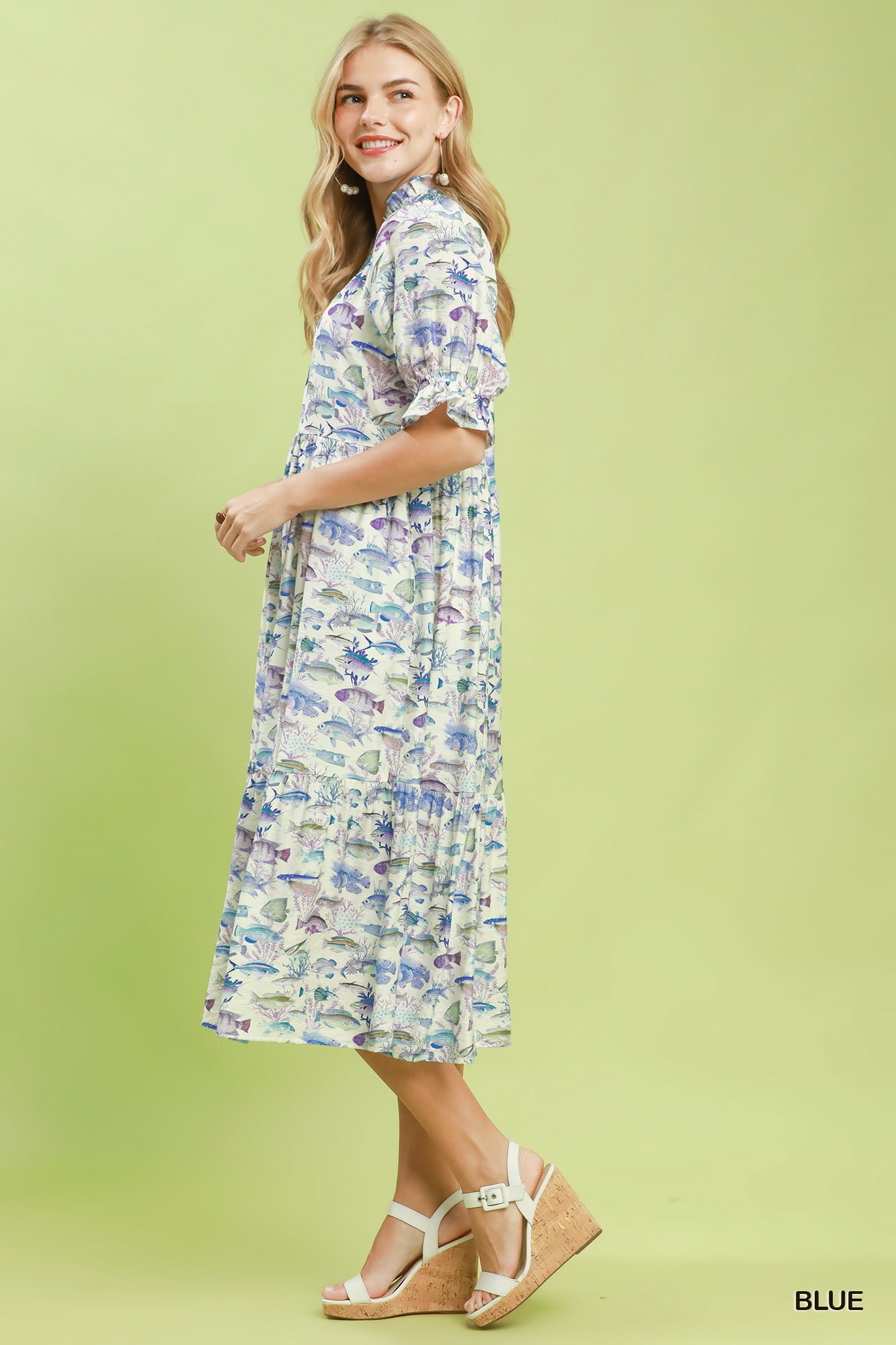 Print Tiered Midi Dress, image 2