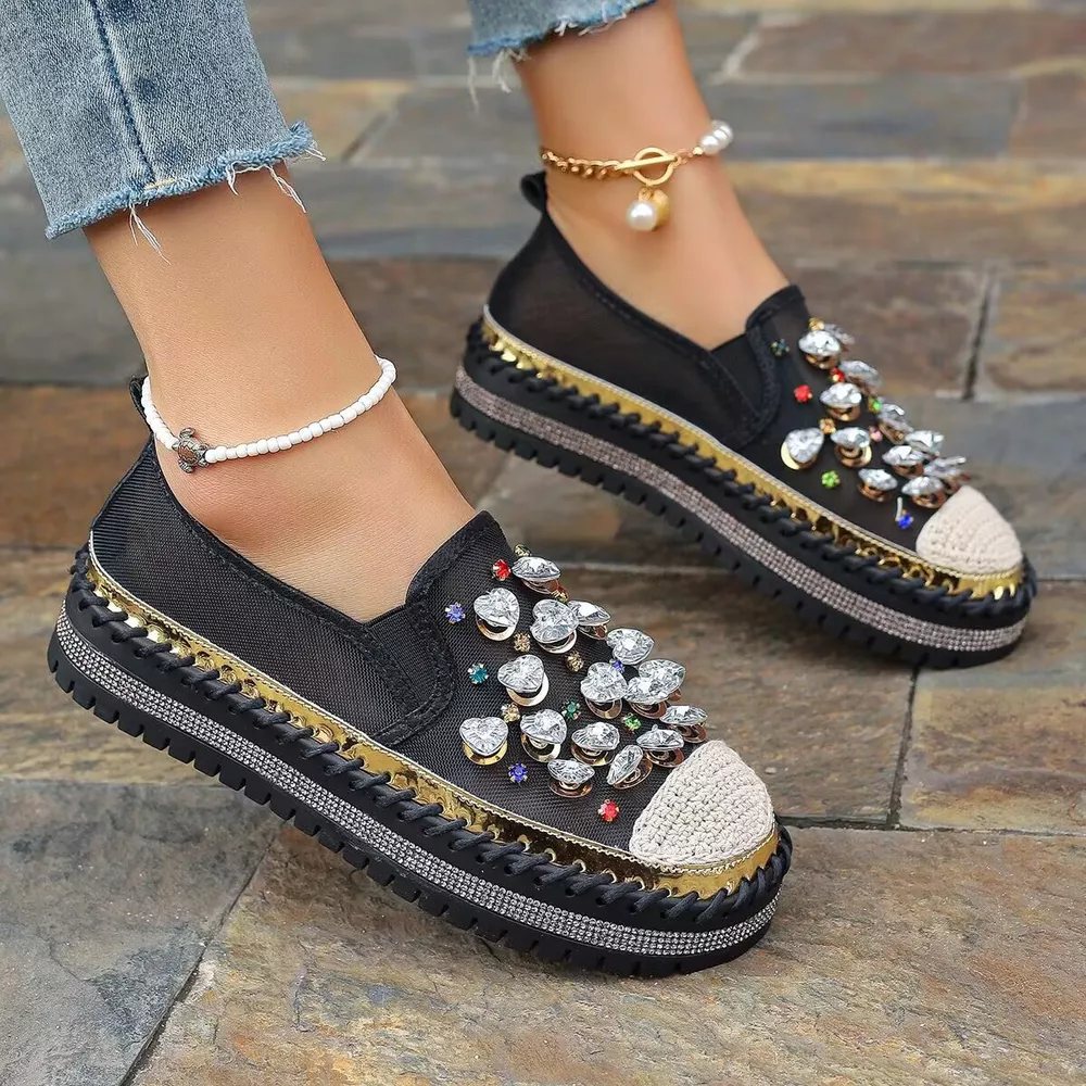 Rhinestone Decor Platform Loafers, image 3