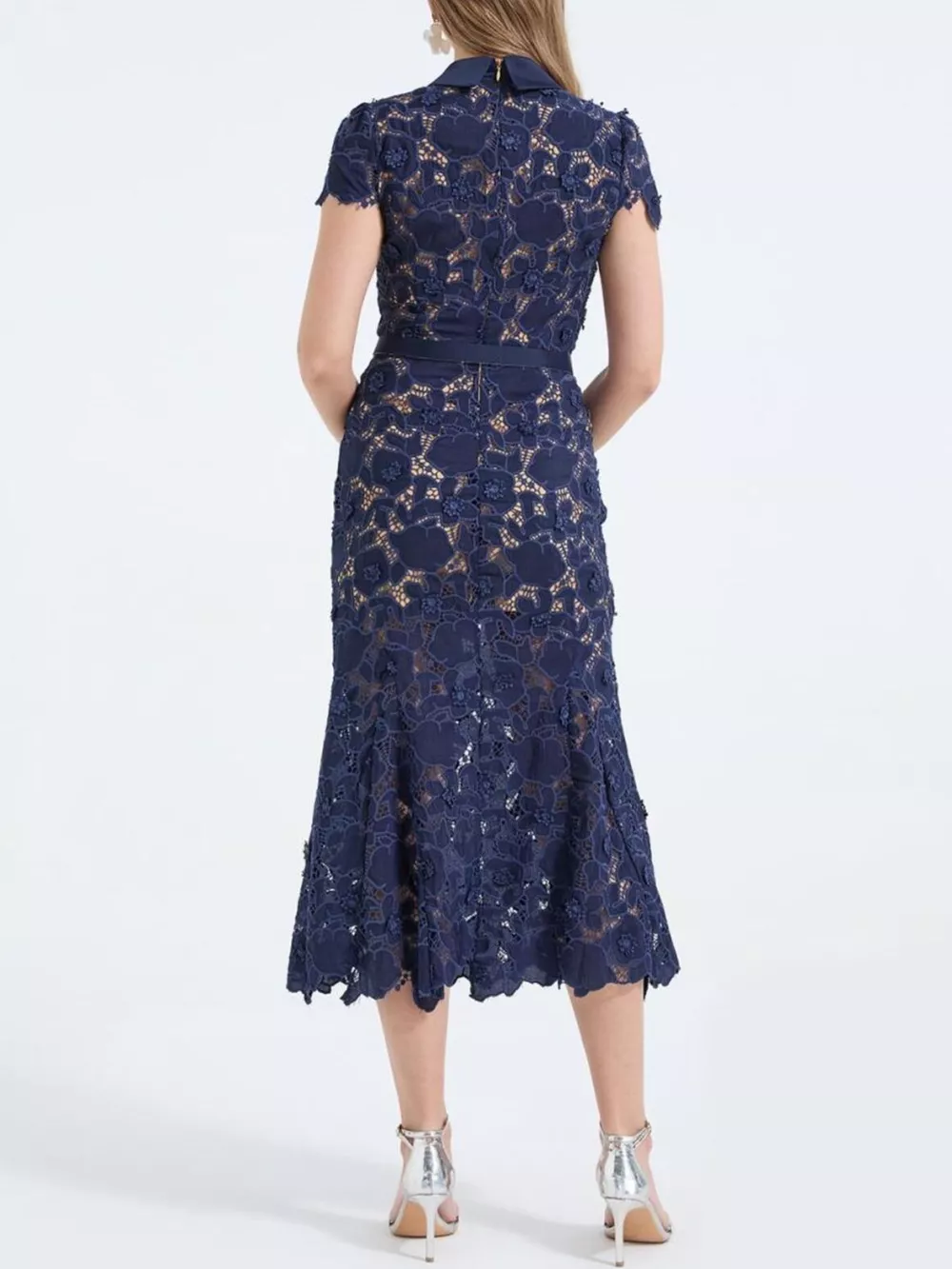 Floral Lace Short Sleeve Midi Dress, image 11