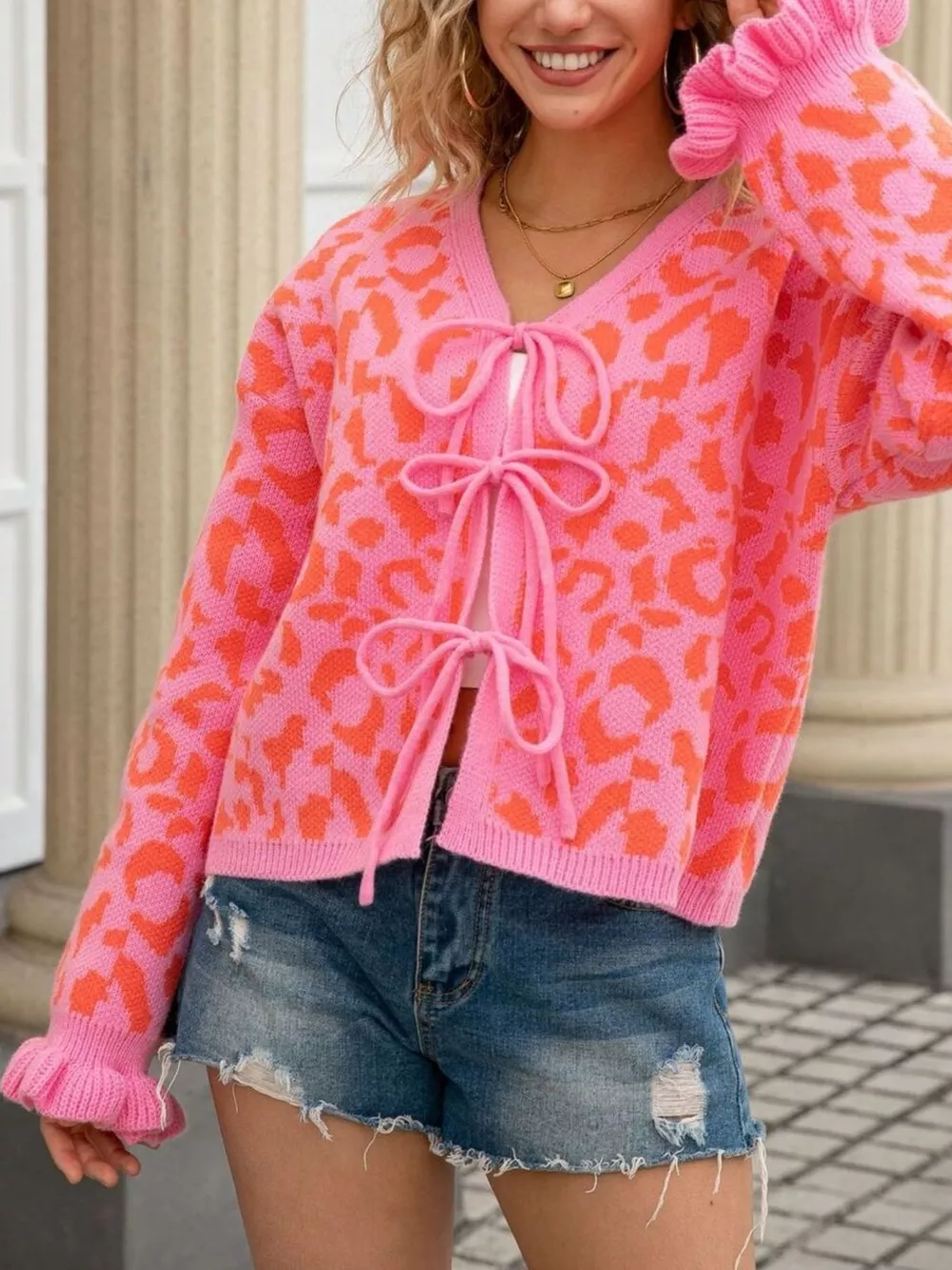 Leopard Tie-Front Cardigan, image 12