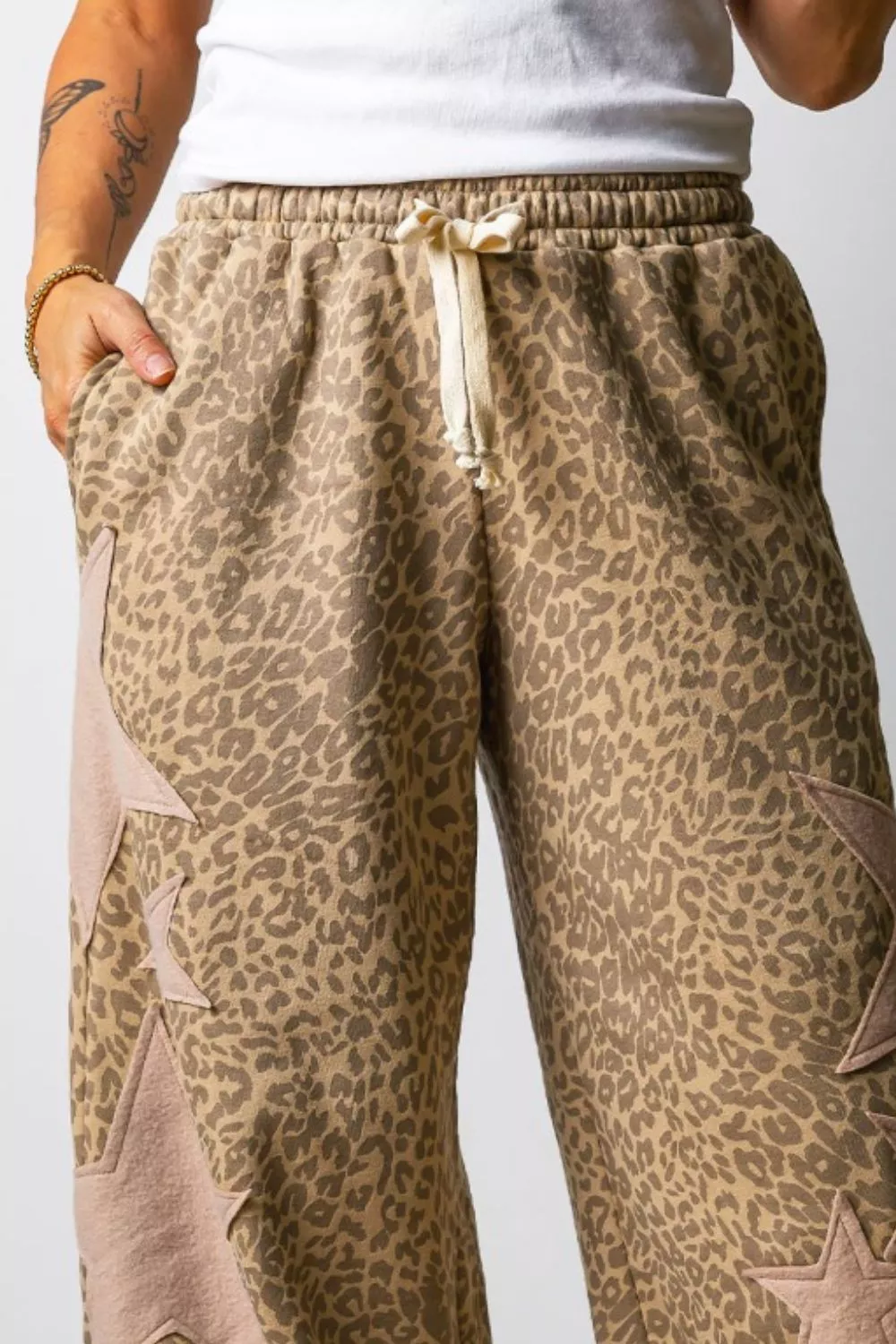 Leopard Star Patch Loose Pants, image 3