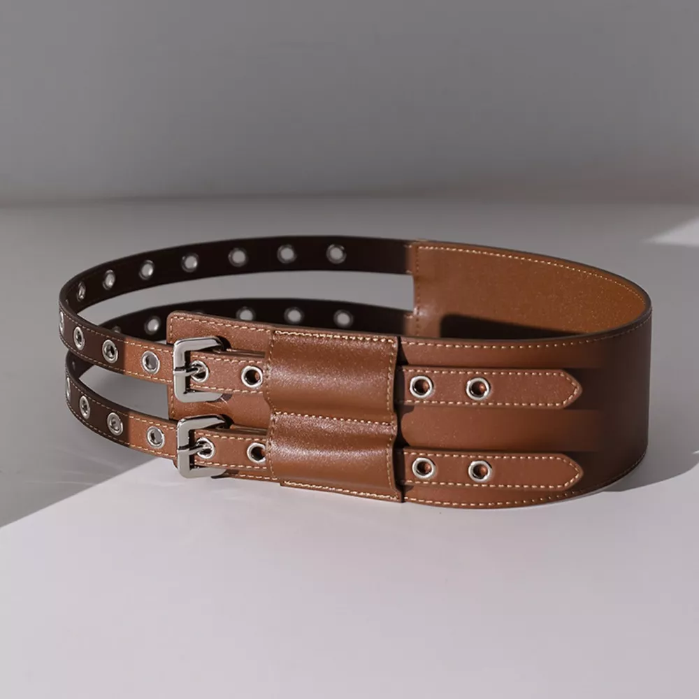 Double Row Grommet Wide Waist Belt, image 6