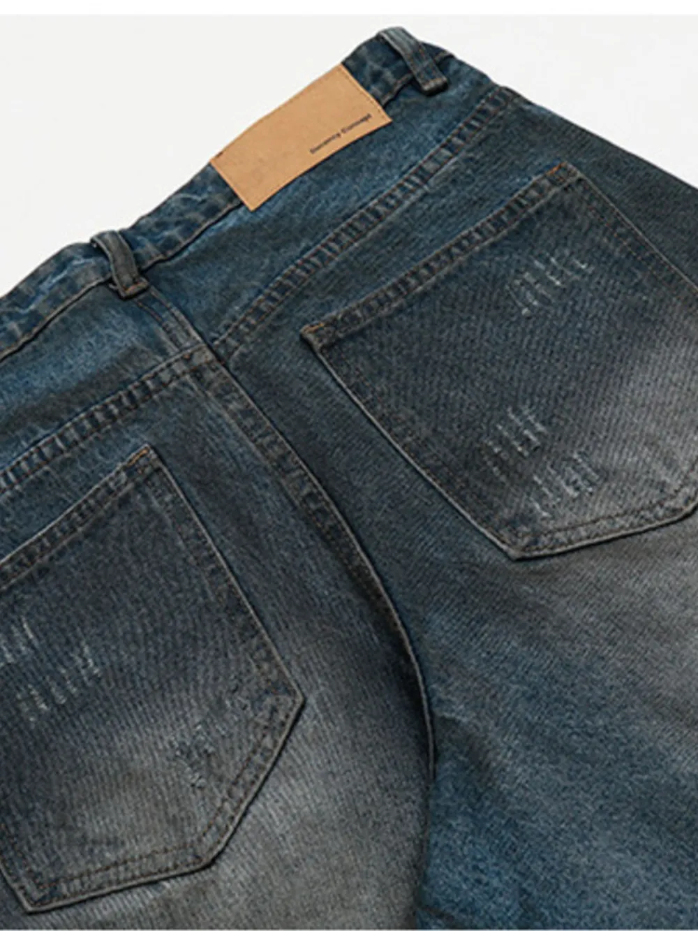 Men's Distressed Wide-Leg Wash Jeans, image 7
