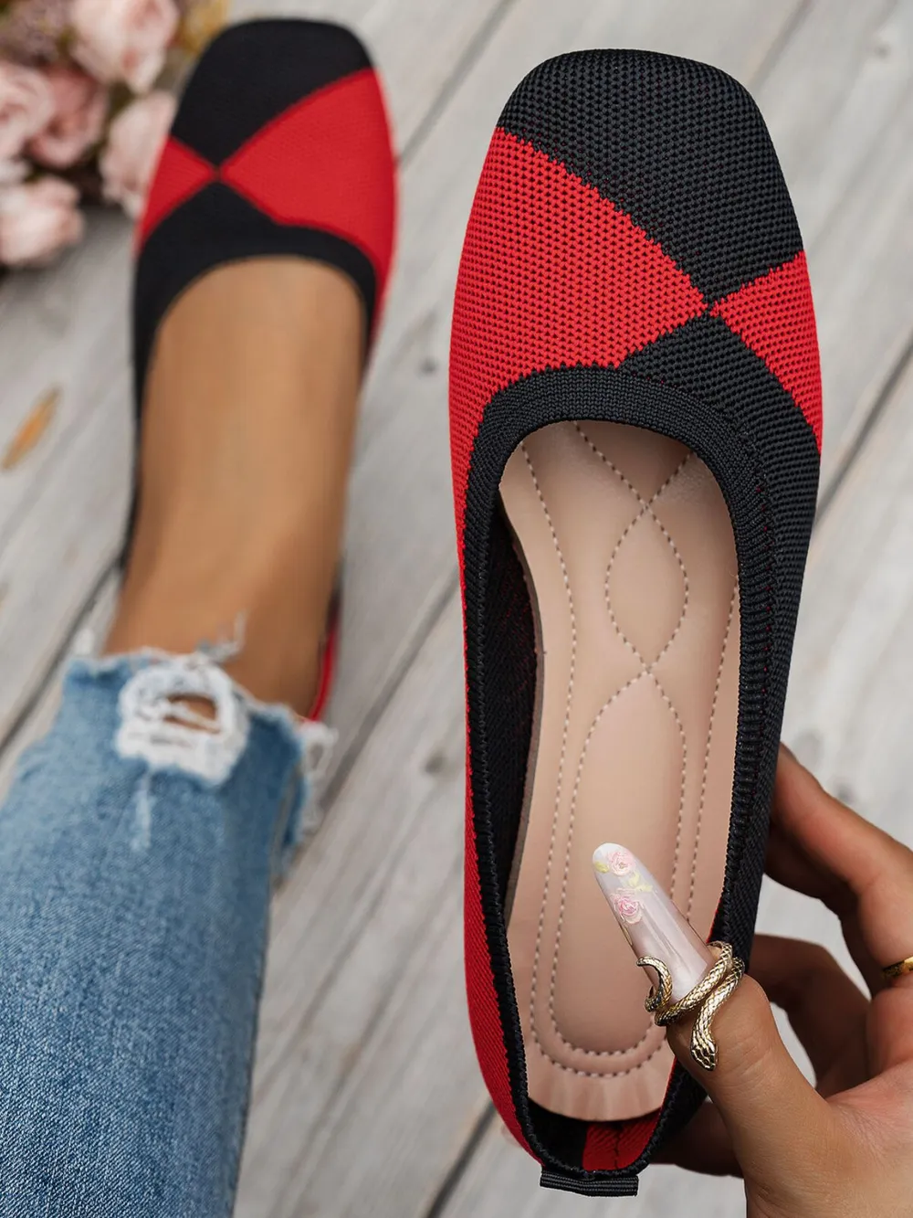 Color Block Knit Slip-On Loafers, image 6