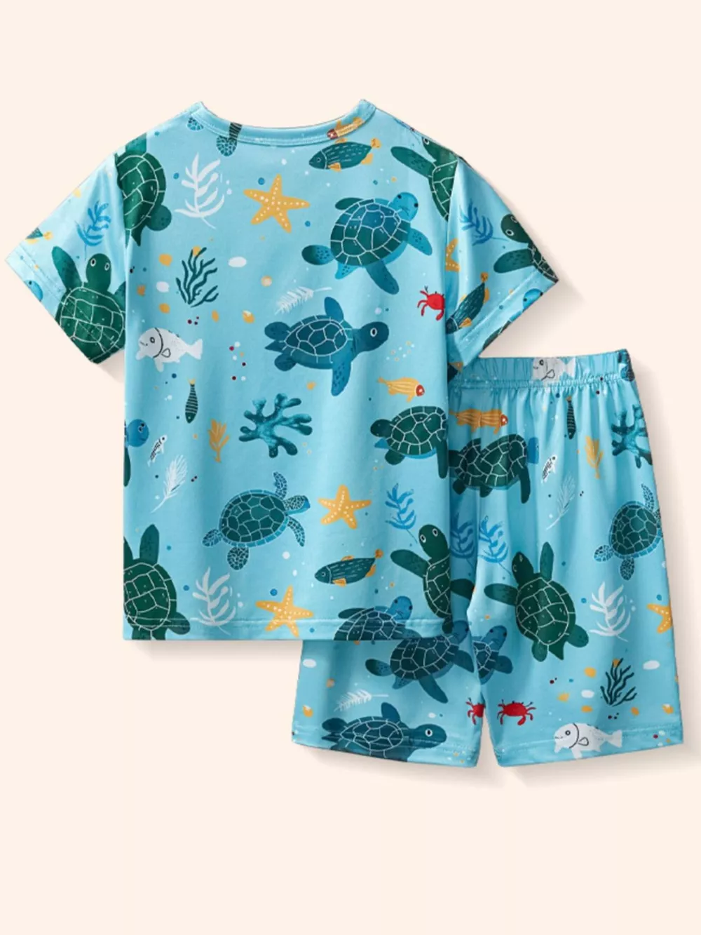 Children's Turtle Print Round Neck Tee and Shorts Set, image 5