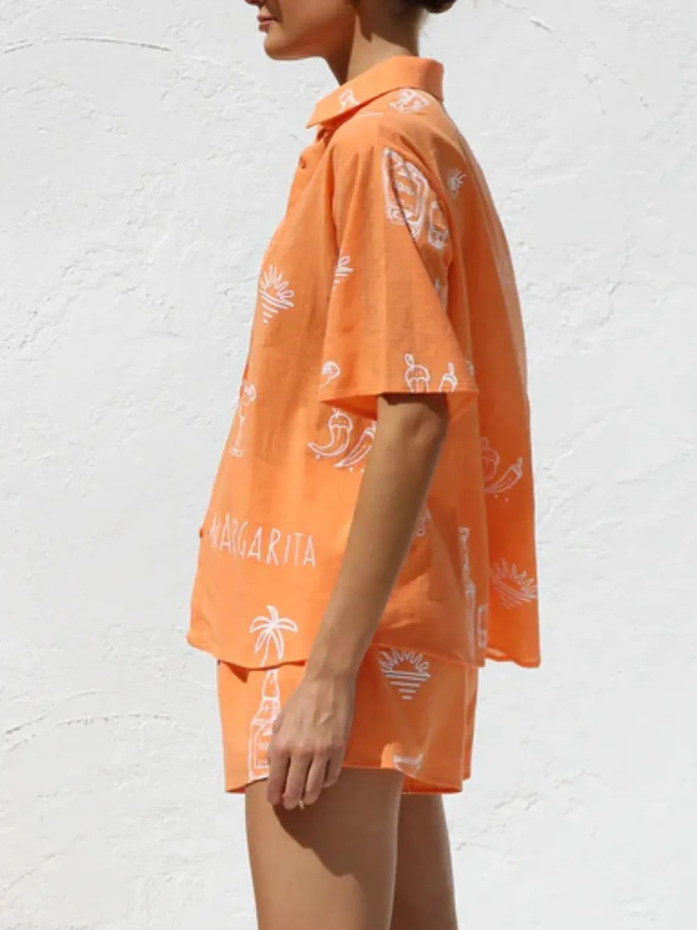 Printed Button Down Short Sleeve Top and Shorts Set, image 15