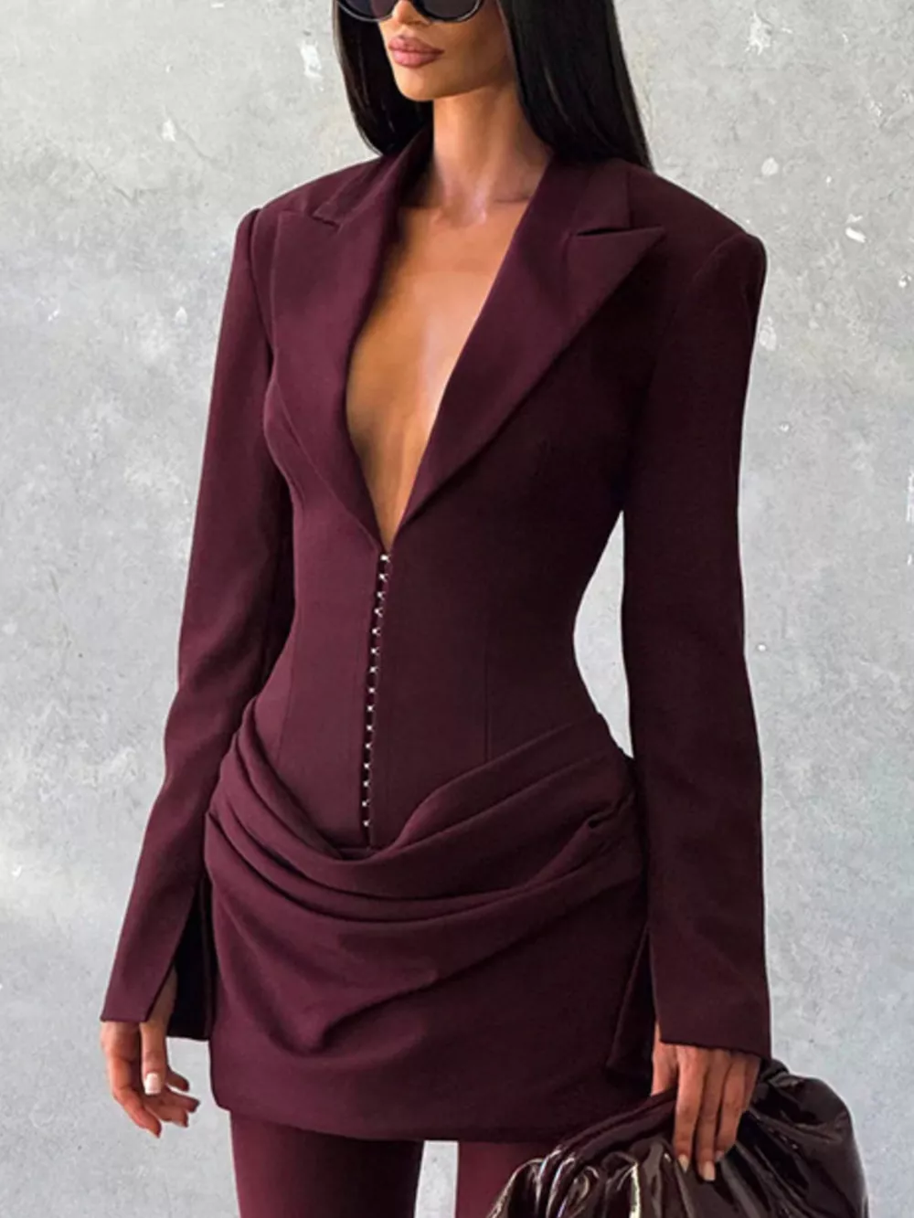 Full Size Blazer-Style Long Sleeve Mini Dress Plus Size, image 6