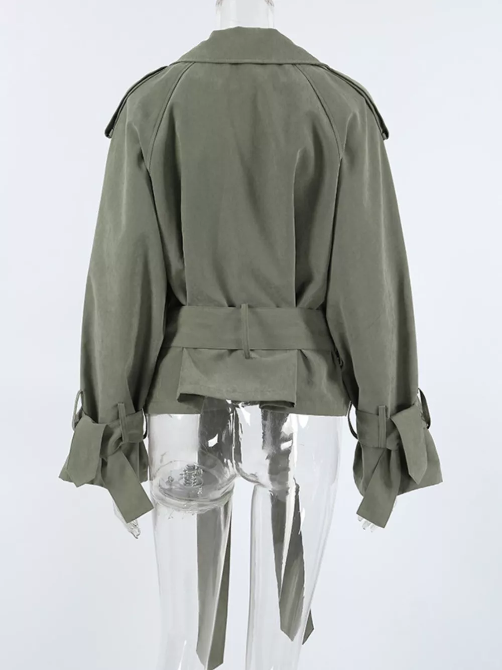 Lapel Collar Belted Cropped Trench, image 8