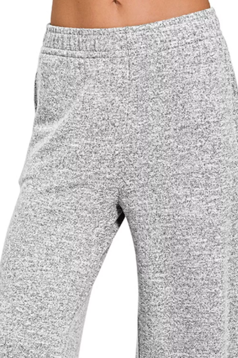 Soft Melange Hacci Elastic Waistband Lounge Pants, image 2