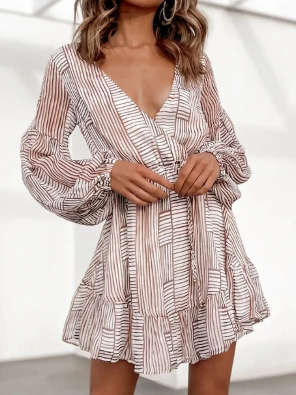 Cutout Back Surplice Long Sleeve Dress, image 6