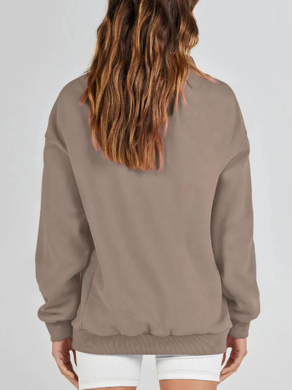 Mock Neck Drop Shoulder Long Sleeve Sweatshirt, image 10